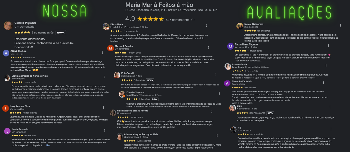 avaliações