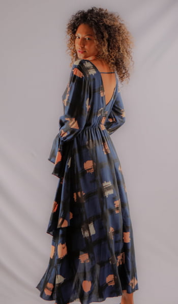 Vestido  Giselly  em Viscose - Estampa Heléboro 
