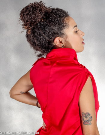 Vestido Assimétrico Cor Liso em Algodão