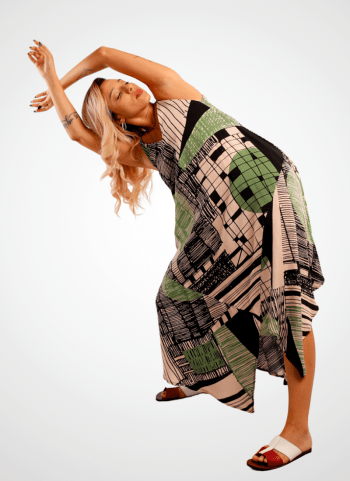 Vestido de Pontas em Viscose - Estampa Agave