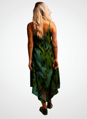 Vestido de Pontas em Viscose - Estampa Bromélia