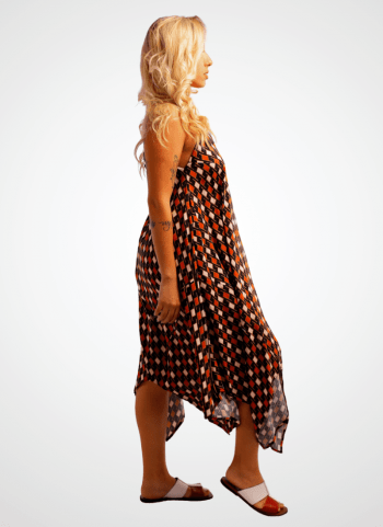 Vestido de Pontas em Viscose - Estampa Helicônia