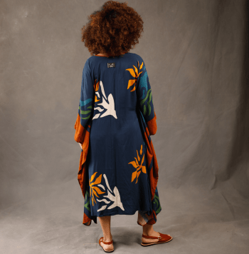 Vestido Gaia (vestido de buracos) Estampado em Linho