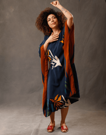 Vestido Gaia (vestido de buracos) Estampado em Linho