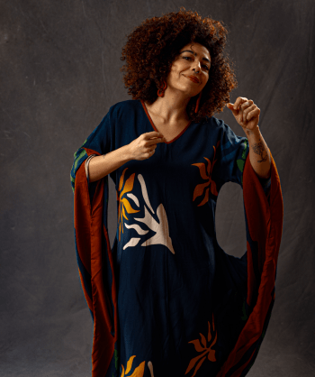 Vestido Gaia (vestido de buracos) Estampado em Linho