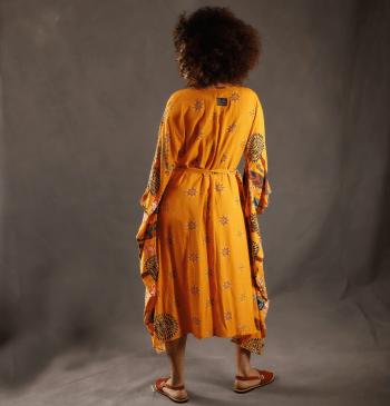 Vestido Gaia (vestido de buracos) Estampado em Linho