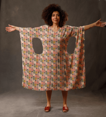 Vestido Gaia (vestido de buracos) Estampado em Linho