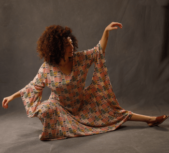 Vestido Gaia (vestido de buracos) Estampado em Linho