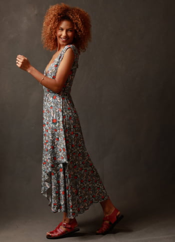 Vestido  Célia em viscose - estampa liberty