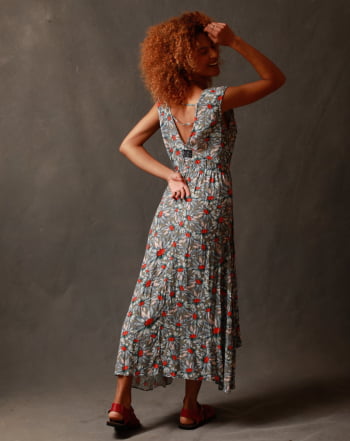 Vestido  Célia em viscose - estampa liberty
