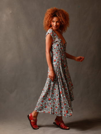 Vestido  Célia em viscose - estampa liberty