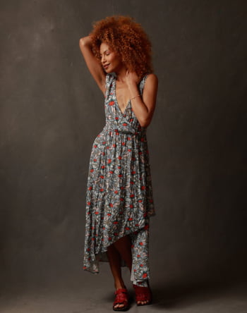 Vestido  Célia em viscose - estampa liberty