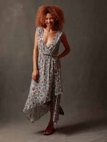 Vestido  Célia em viscose - estampa liberty